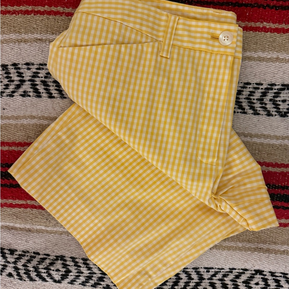 🩳 💛 Jones New York Yellow Checkered/Gingham Bermuda Shorts - Picture 2 of 4